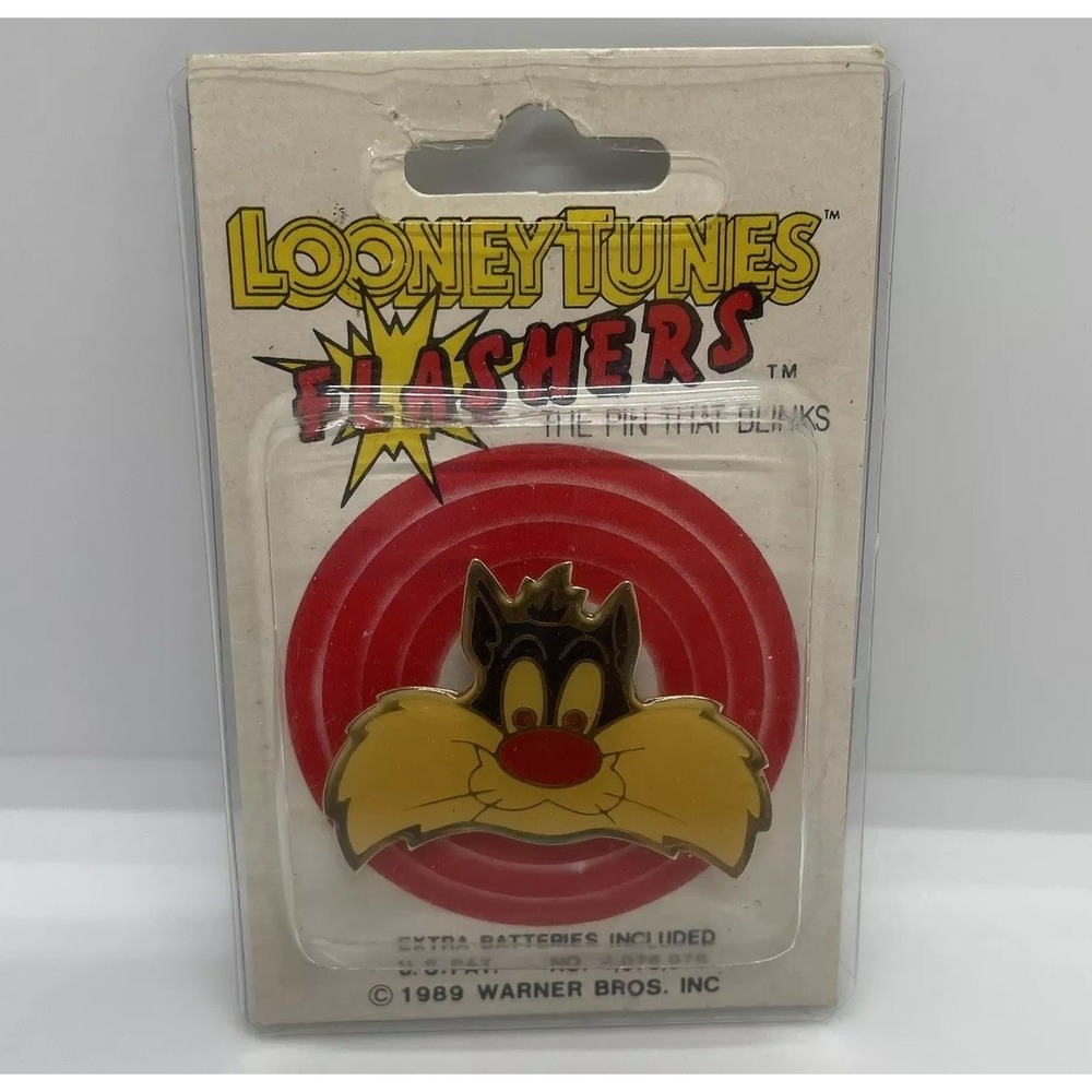 Vintage Looney Tunes Sylvester Flashers The Pin That Blinks 1989 New Old Stock